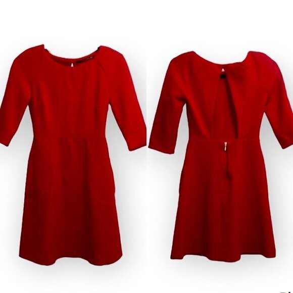 zara red sheath open back mini dress size Small - Picture 3 of 15